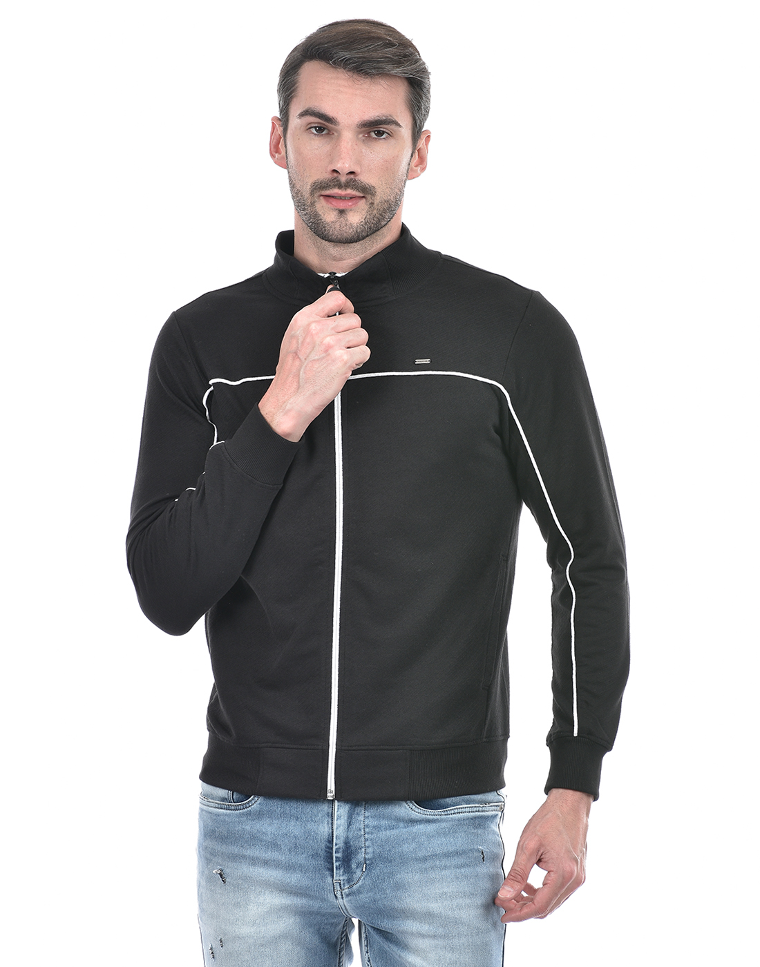 Numero Uno Men Solid Black Sweat Shirt